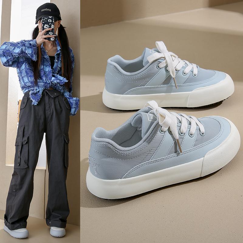 Ladies Shoes Lace-up Women's Vulcanize Shoes Fashion Color Matching Ladies Casual Shoes New Round Head Classic Sneakers
