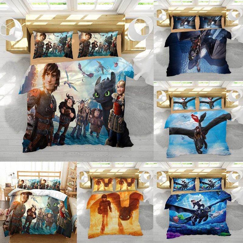 Luxurious How To Train Your Dragon Design Bedding Set With Duvet Cover Pillowcase