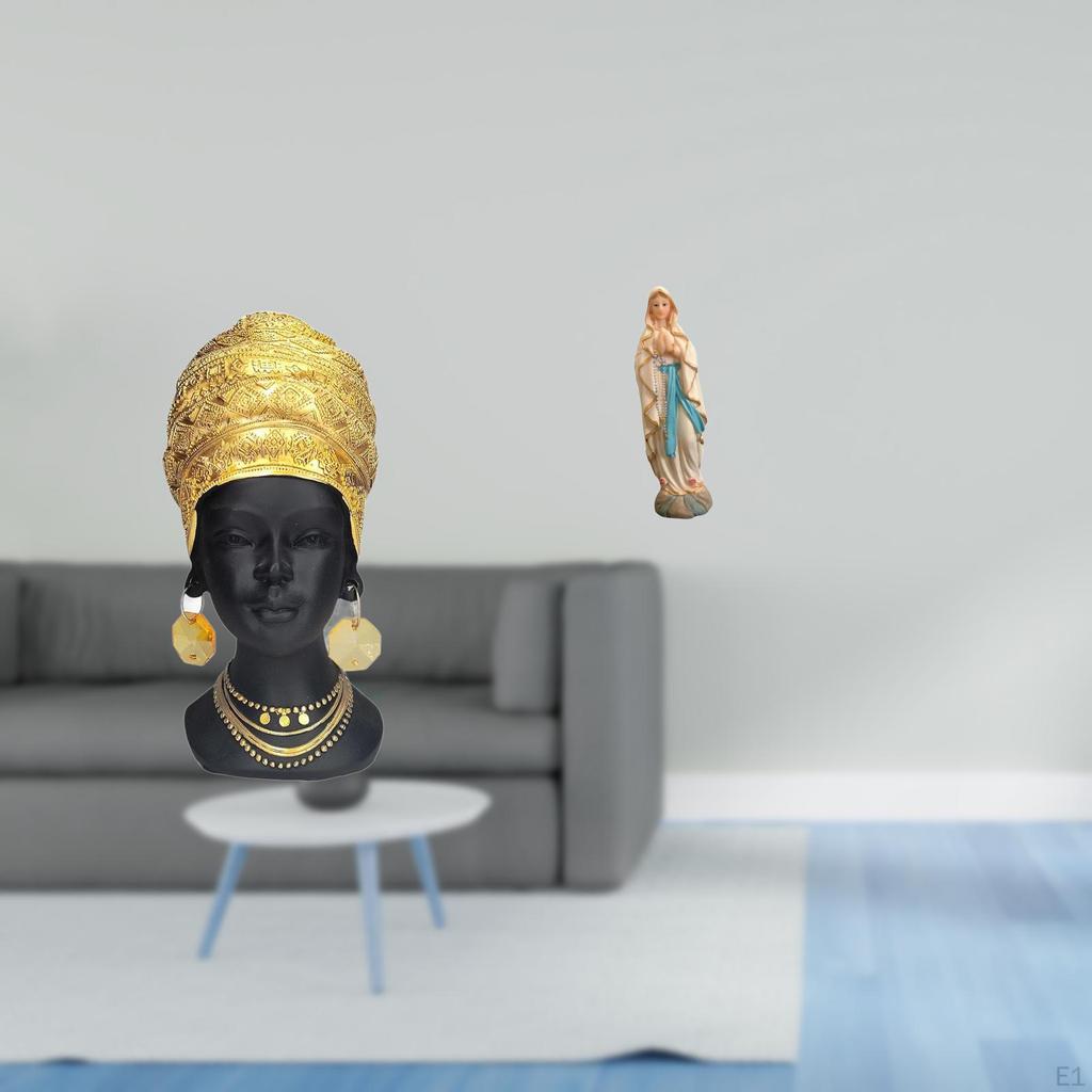 African Woman Mary Resin Figurine Creative Sculpture Centerpiece Ornament Blessed Lady Artwork