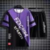 Men's Fashionable Summer Ice Silk Short Sleeve Sports Suit