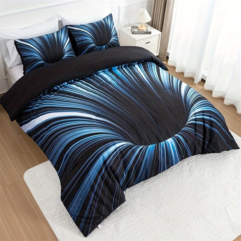 

3pcs Duvet Cover Set blue and Black 3D Bedding Cover, Men Women Adults Bedroom Decor Comfortable and soft fabric no pillow core EUsingle135x200cm
