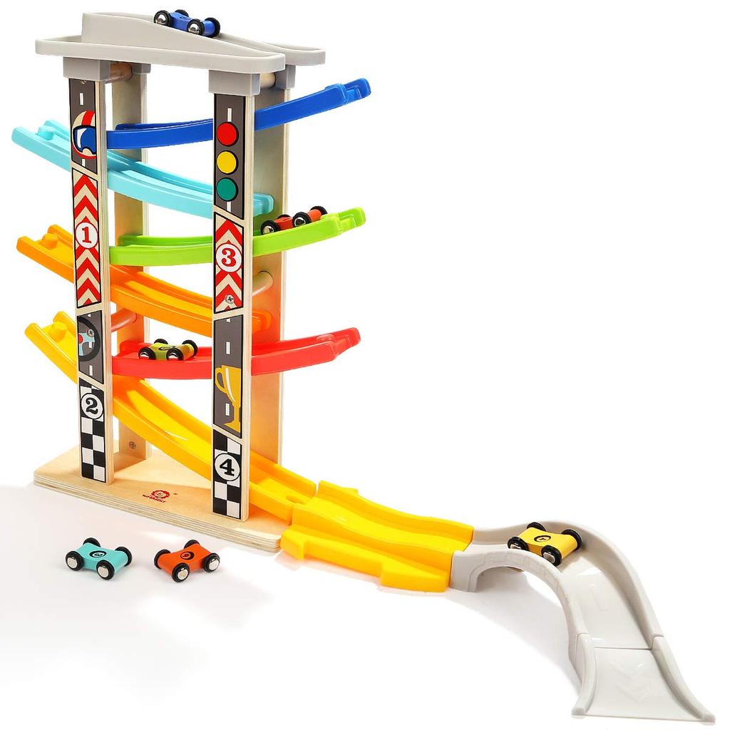 Mokkansha Slope Car Spinning Rainbow Looping Toy Extension Mini Baby Set of 6 Wooden Kindergarten Entry Fingertip Training Toy, Slider, Slope,