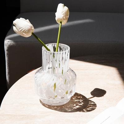 1Pc White Tortoise Shell Glass Vase, Exquisite and High-Looking White Tortoise Shell Glass Vase, Suitable for Home Decoration