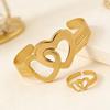 European & American Heart Ring and Bracelet Set: Korean Style, Open, Simple, Unique Design for Women