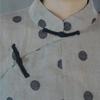 Johnature Women Vintage Linen Shirts Polka Dot Stand Long Sleeve Tops Spring Chinese Style Button Blouses