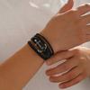Personalized Fashion Retro Leather Stainless Steel Bracelet Multi Layer Braided Rope Black Series Men's