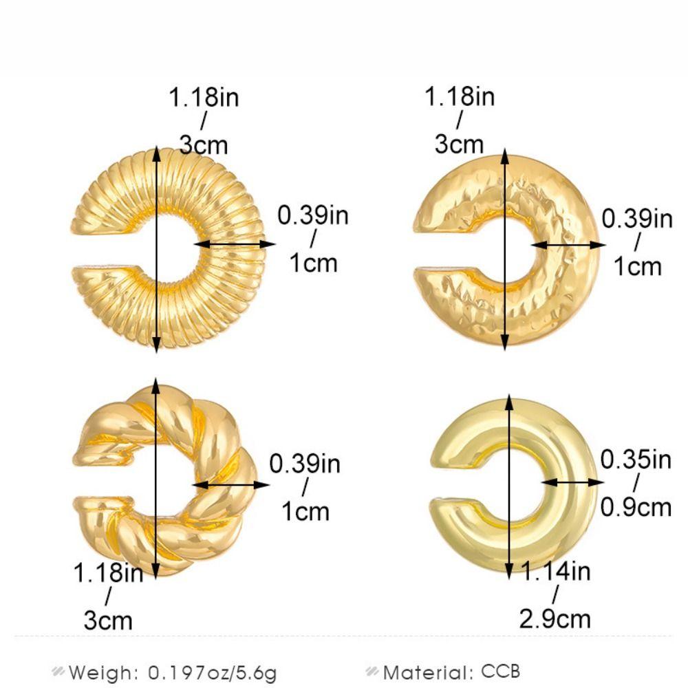 4Pcs/set C Shape Earring Clip Glossy Cartilage Ear Cuff Vintage Jewelry Accessories  Women