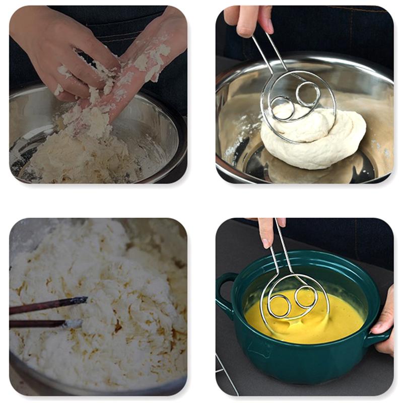 Dough Whisk Stainless Steel Dough Whisk Mixer Blender Kitchen Flour Whisk Bread Making Tools Baking Mixing Sticks Gadget