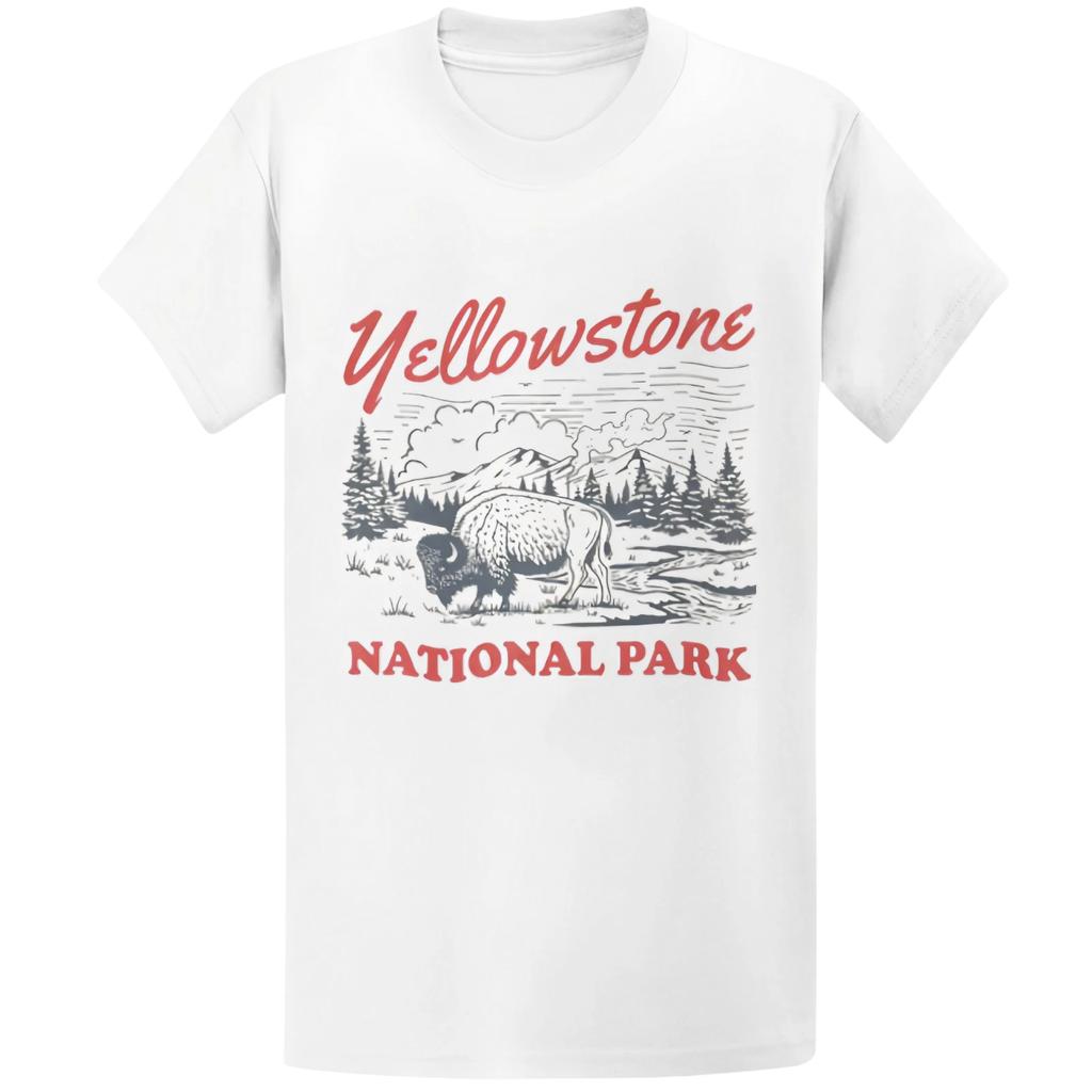 Gildan 5000 Vintage Yellowstone Bison T-Shirt - Retro National Park Gift Tee