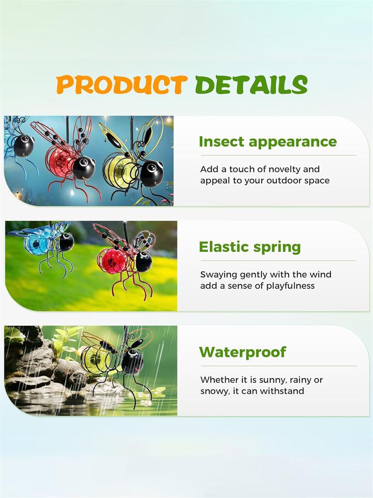 Outdoor Hanging Solar Bee Light Garden Lights Decoration Solar Bee Lights Outdoor Weatherproof Hanging Bee Light Yard Decoration