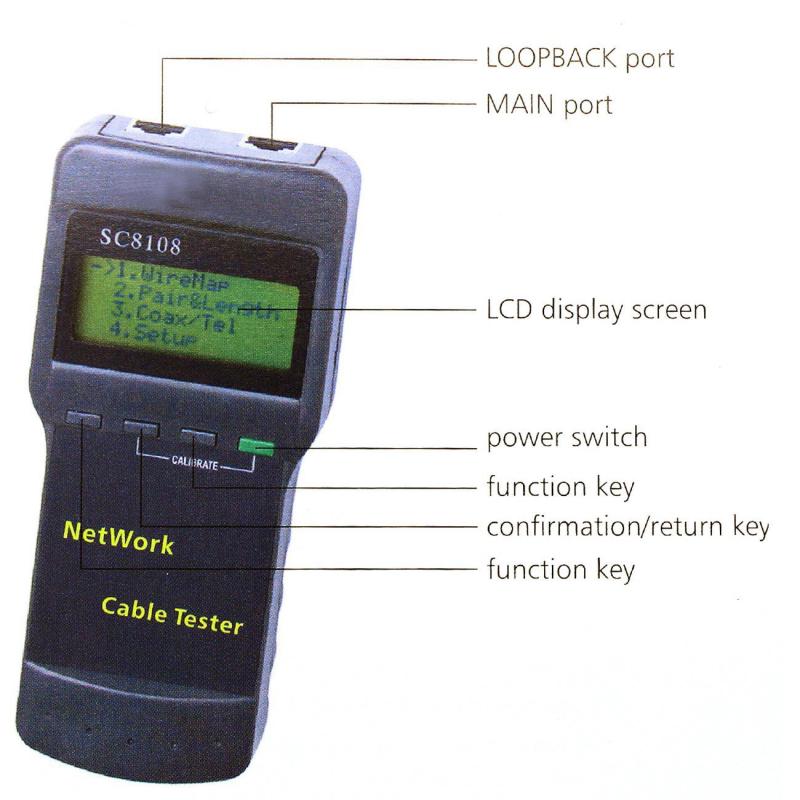 SC8108 Přenosný bezdrátový síťový tester kabelů Digitální síťový LAN telefonní kabel Tester a měřič s
