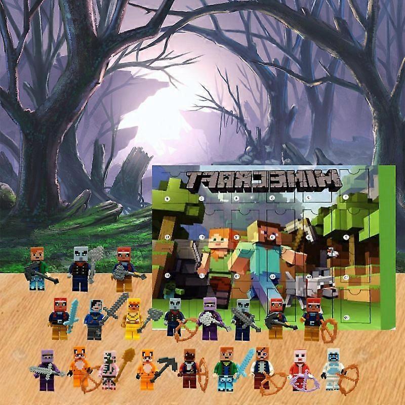 2025 Adventskalender 24 Minecraft Kloss Överraskningslådor Nedräknings Överraskningslådor Jul- och Halloweenfestivaler