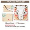 2/3Pcs Western Bull Skull Print Duvet Cover Set (1 Duvet Cover & 1/2 Pillowcase) Boho Tribal Bedding Set For Bedroom Decor