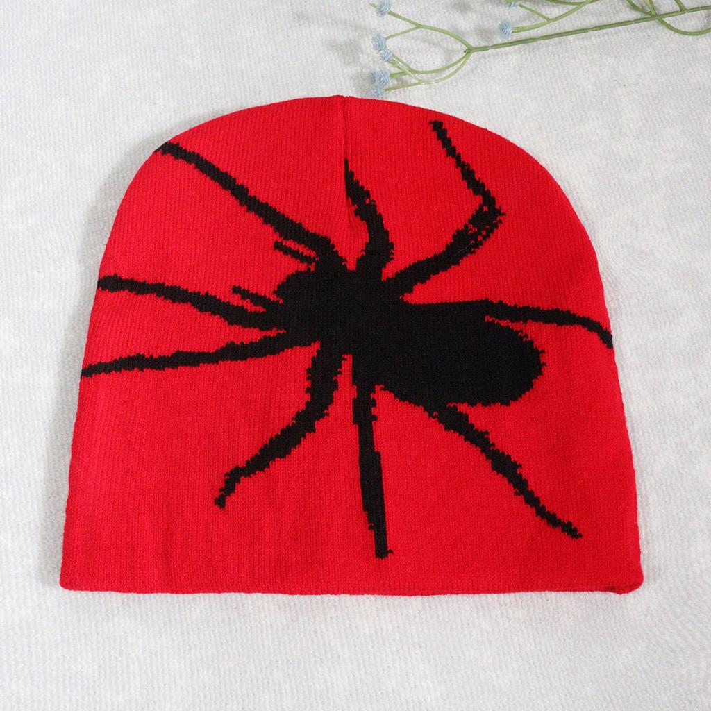 Knitted Fashion Hat With Spider Embroidery Design For Keeping Outdoors Warm