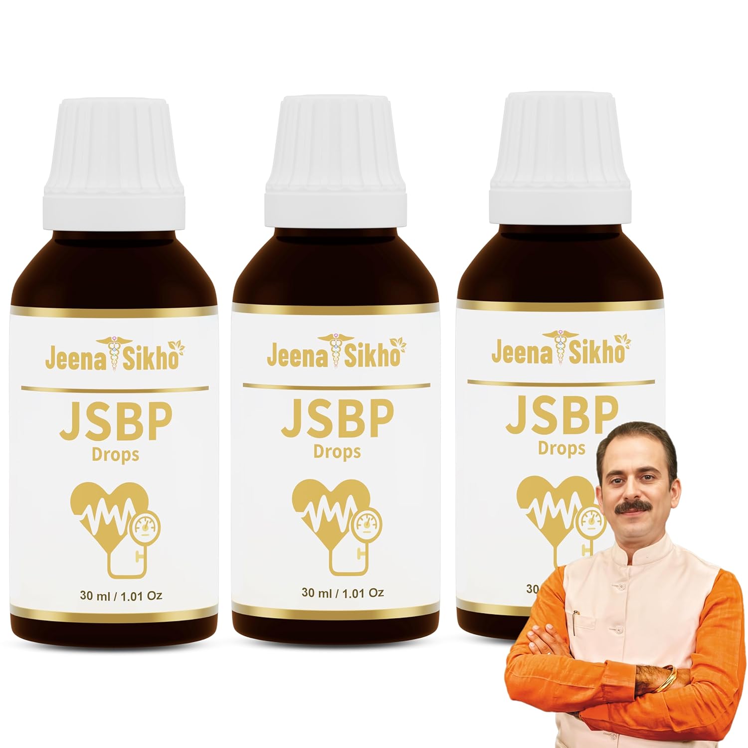 

Jeena Sikho JSBP Drops Natural Ayurvedic Heart Wellness Support Drops for Circulation Energy Digestion 30 ml Pack of 3