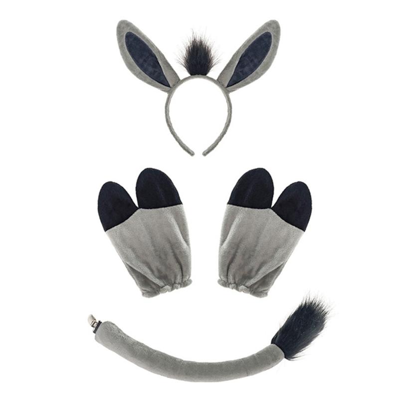 

Realistic Foam Donkey Costume Set with Removable Ears Hooves Tail for Cosplay Halloween Event 1 сірий колір