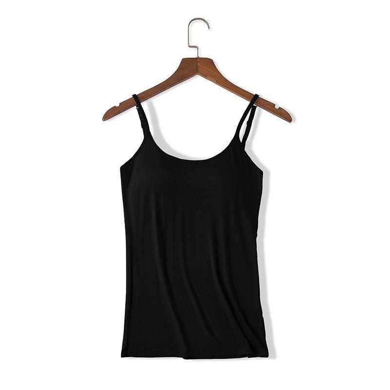 

Modal Spaghetti Strap Tank Top with Chest Pads - Solid Color Sports Bra, Slim Fit 4XL