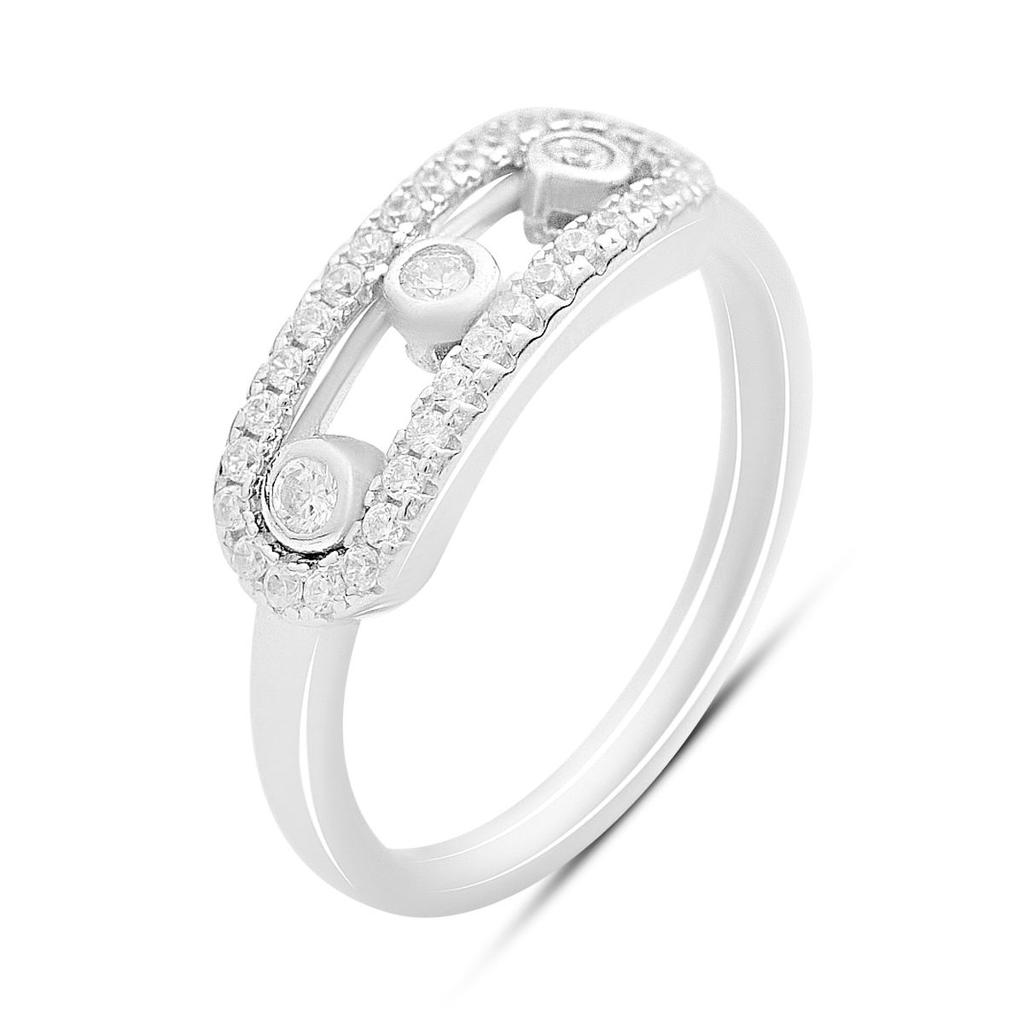 Серебряное кольцо с фианитами, вес изделия 2,35 гр (2208860)