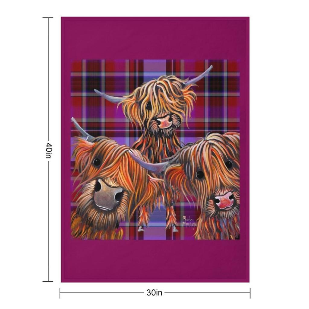HiGHLaND CoW PRiNT ' THe BaKeD BeaNS oN TaRTaN ' BY SHiRLeY MacARTHuR Throw Blanket Bed Extra Large Throw Beach Sofa Blankets