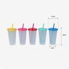 Color Changing Tumbler with Lids and Straw Reusable for Cold/Hot Drink Confetti Pattern Cup for Adults & Kids 701-800ml WWO66
