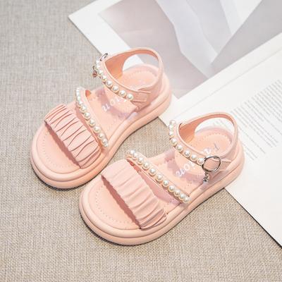 Sandalias populares para niñas 2025 verano nuevo zapatos infantiles de suela blanda niña pequeña tesoro de niña zapatos de princesa rosa