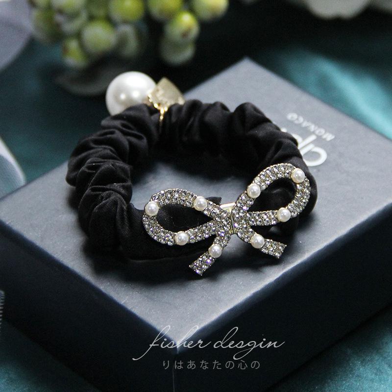 Korean Elegant Rhinestone Flower Scrunchies Women Girls Elastic Hair Rubber Bands Accessories Tie Hair Ring Rope Headwear