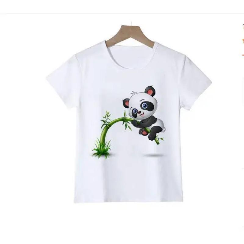 2024 Cute Bear & Baby Panda Graphic T-Shirts Kids Birthday Clothing One Piece Children's Clothes for Boys And Girls
