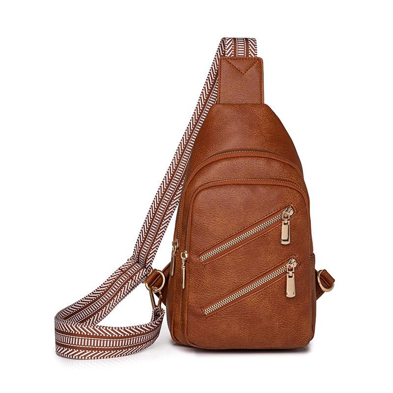 New Fashion Pu Women's Breast Bag Large Capacity Lightweight Chest Bag Versatile Casual Shoulder Messenger Bag Bag