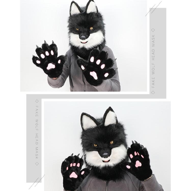 Kožušinový plyšový kostým Vlčí maska Celá hlava Pokrývka hlavy Klobouk Realistický design Pokrývka hlavy pro Halloween a večírky Převlékání