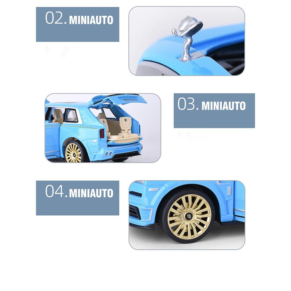 1/24 Rolls Royce Cullinan Black Badge Alloy Model Car Toy Diecasts Metal Casting Sound and Light Car Toys Vehicle