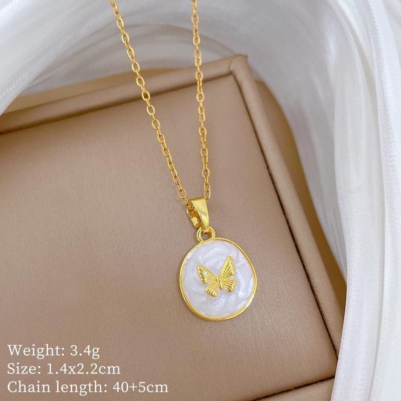 Kupfer-Mikro-Intarsien Leichter Luxus Mode Persönlichkeit Temperament Wunderschöne Voll-Diamant-Halskette Damen Vielseitige Schlüsselbein-Kette Titanstahl