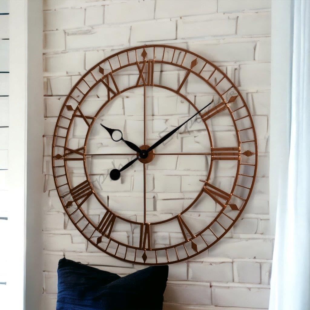 

Clock Hand-Crafted Extra Large Analog Wall Clock/Copper Colour / 36 Inch (90 CM s)
