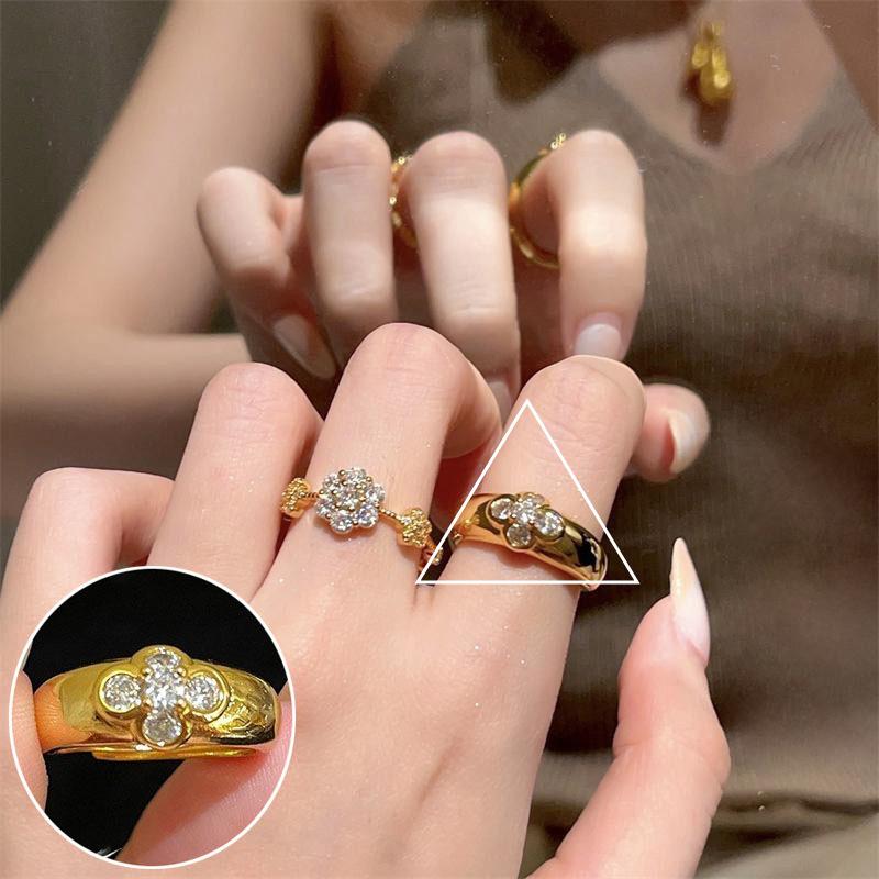 S925 Silver-Plated Imitation Pearl Flower Ring – Elegant Retro Palace Style