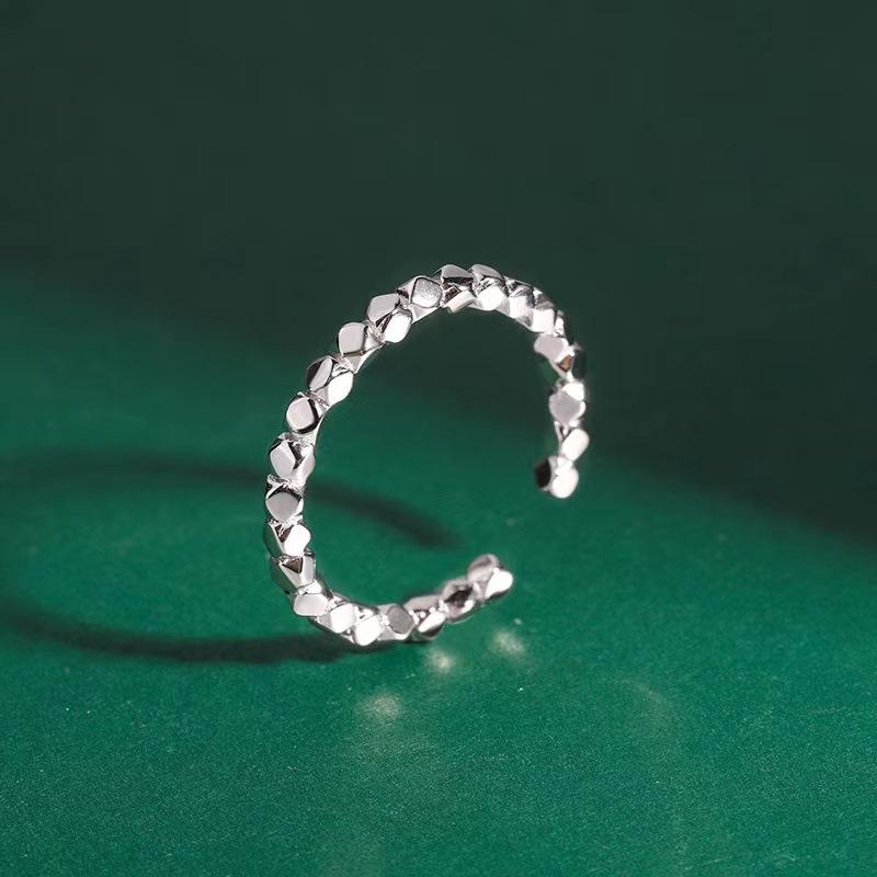 A Few Rings Women's Handmade Design Geometric Cutting Surface Rhombus Small Square Open Index Finger Ring