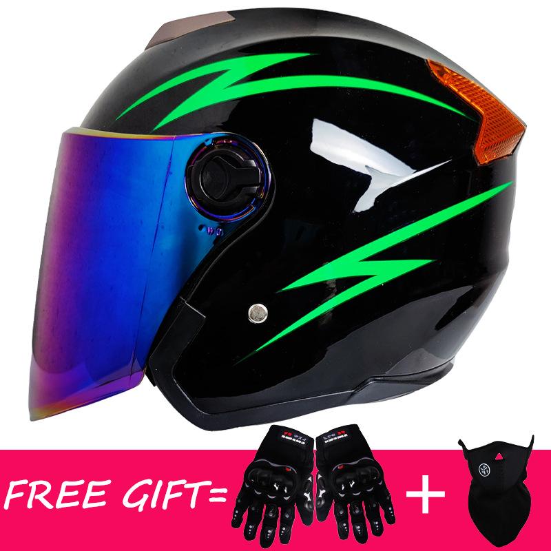 

Двойные линзы 3/4 шлем противотуманный мужской и женский четырехсезонный полушлем One size [suitable for head circumference 55-61CM]