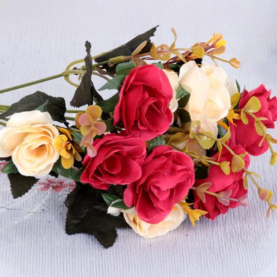 6 Forks 12 Heads Simulated Roses Bright Colors Realistic Appearance Artificial Flowers Photo Props Home Decor