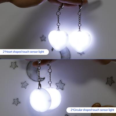 2Pcs LED Handbag Light Bag Lamp Heart Round Star Shaped Touch Sensor Purse Night Light with Keychain Xmas Gifts for Women Girl