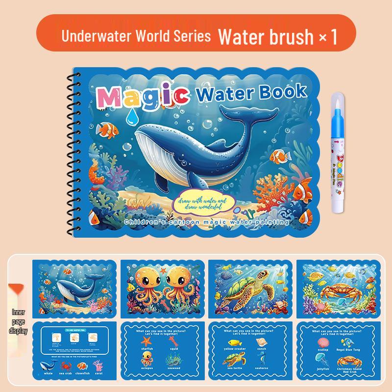 

Книга для рисования волшебной водой: Многоразовая книжка-раскраска и граффити для мальчиков и девочек детского сада