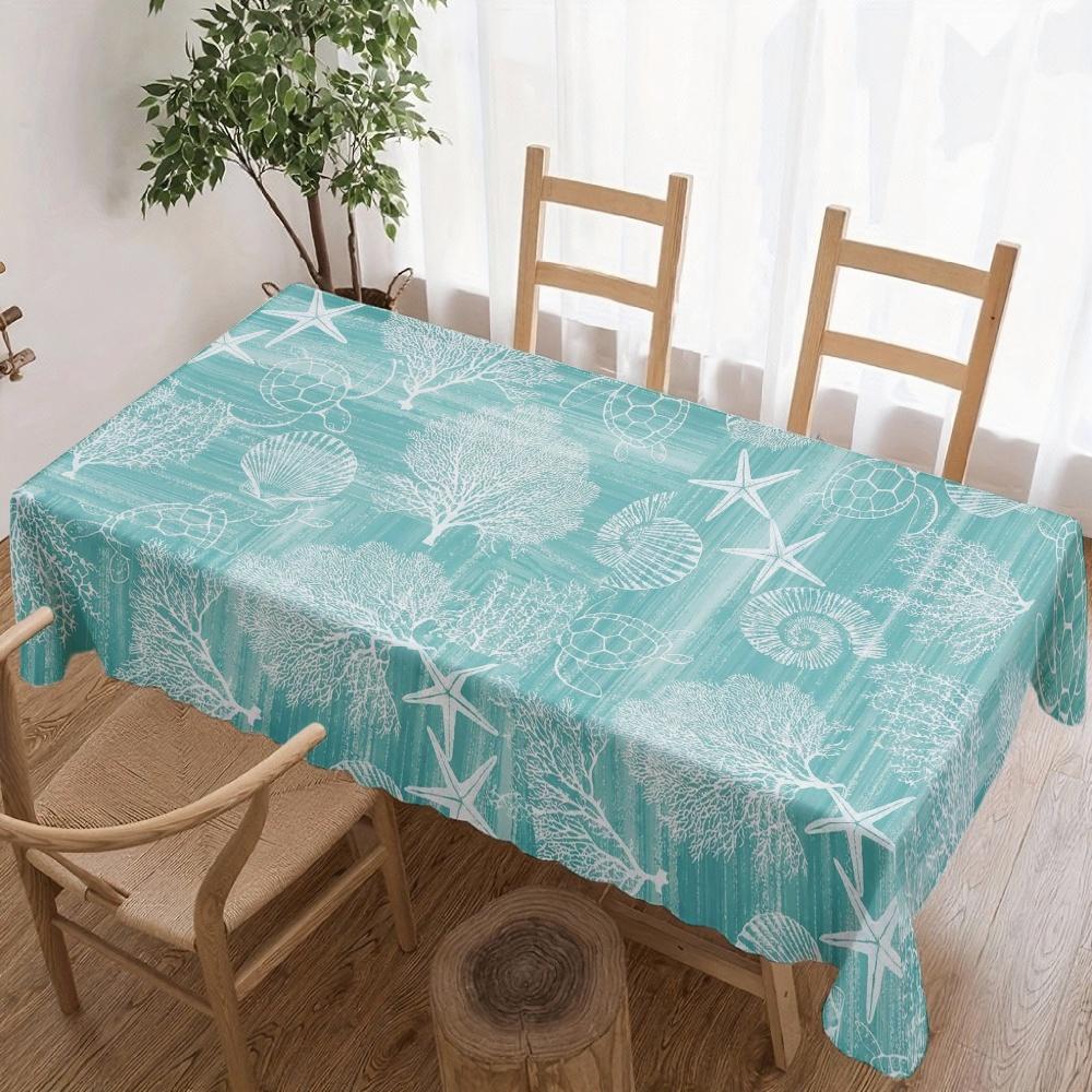 Oceanic Sea Life Rectangle Tablecloth for Table Decor Holiday Party Waterproof Reusable Tablecloths for Table Kitchen Dining