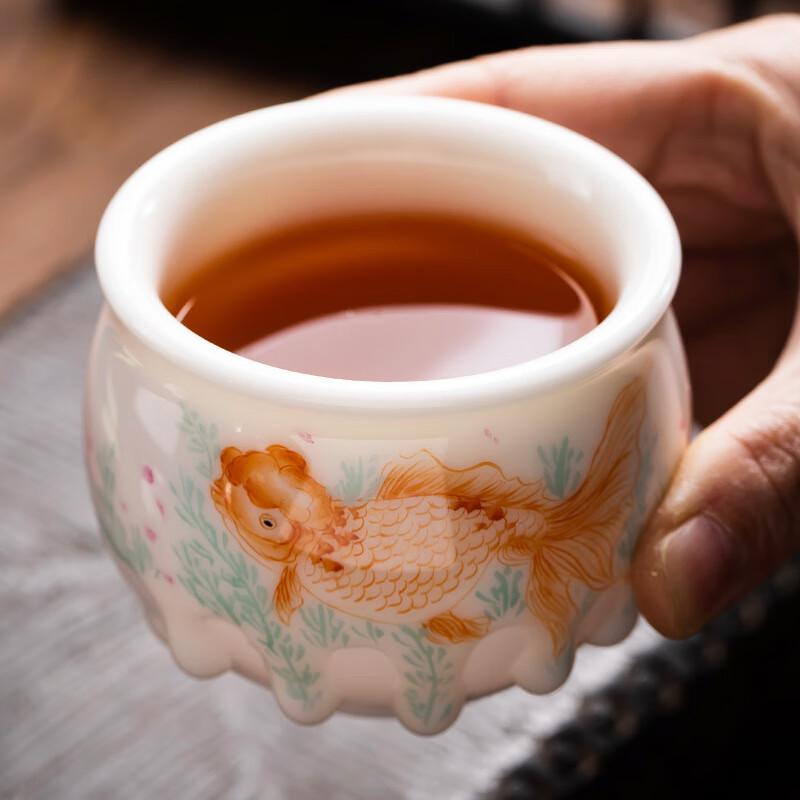 Chaxun Hand-Painted Mutton-Fat Jade Porcelain Teacup