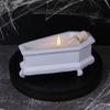 Realistische Halloween-Skelettfigur mit Kerze und Mini-Sarg-Schädel-Ornament für Horror-Mottoparty-Zubehör