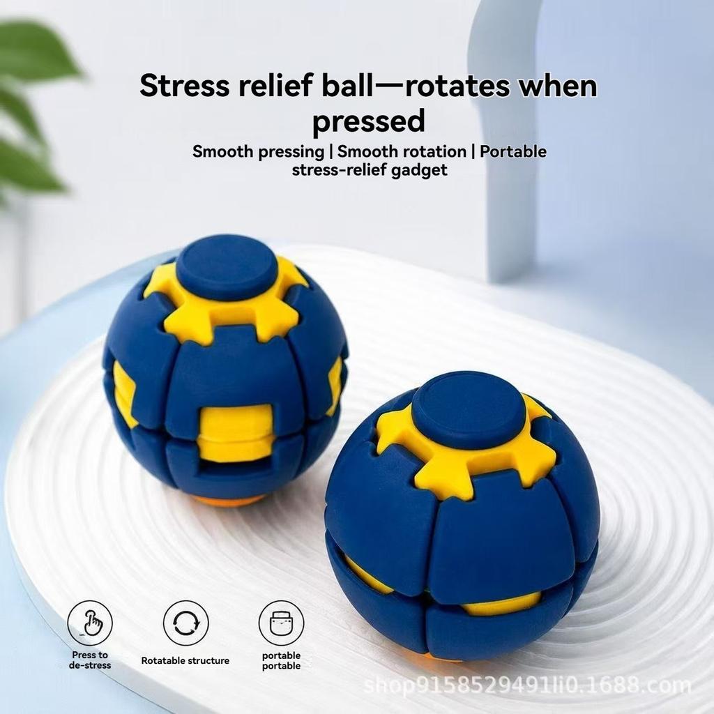 New Creative Stress Relief Finger Toy - Press to Transform and Spin Fidget Gyro - Anxiety Relief Sensory Novelty Gift