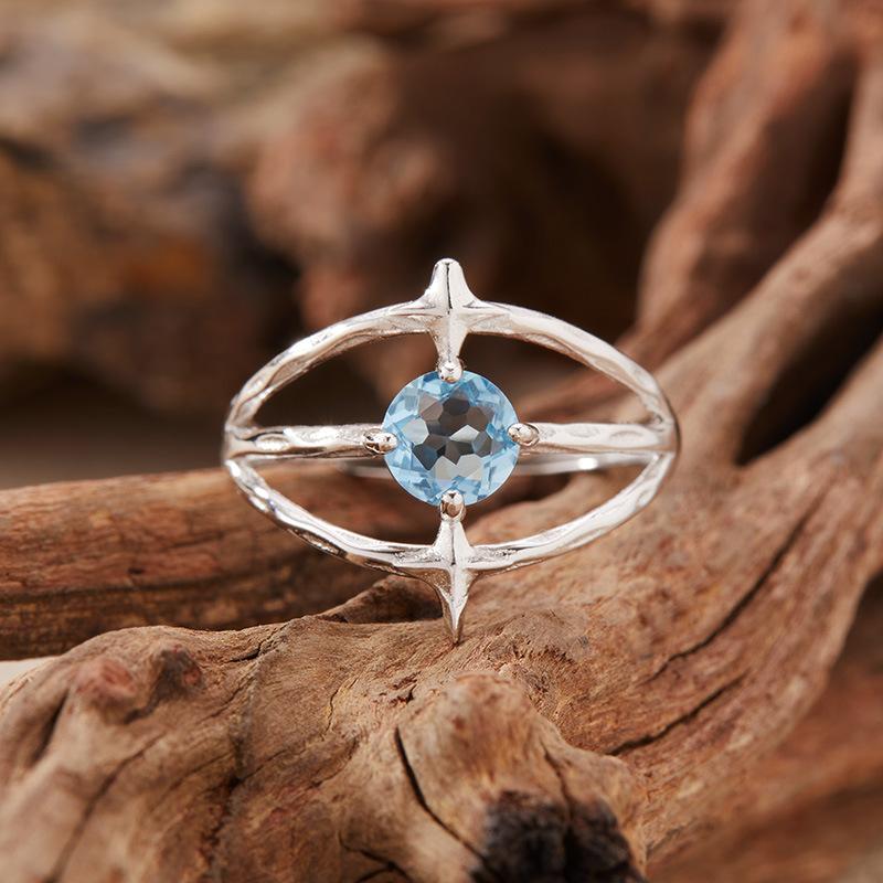 Bramble Mangxing Natural Citrine Topaz Olive Garnet Color Treasure Ring Women'S S925 Silver