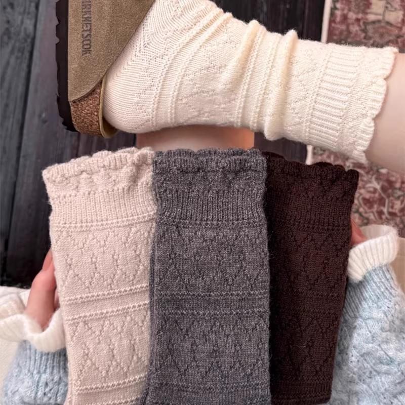 White Wool Socks - Children's Mid-length Socks, Autumn-winter Cotton Socks, Warm and Thick Socks, Pile Socks, Long Socks