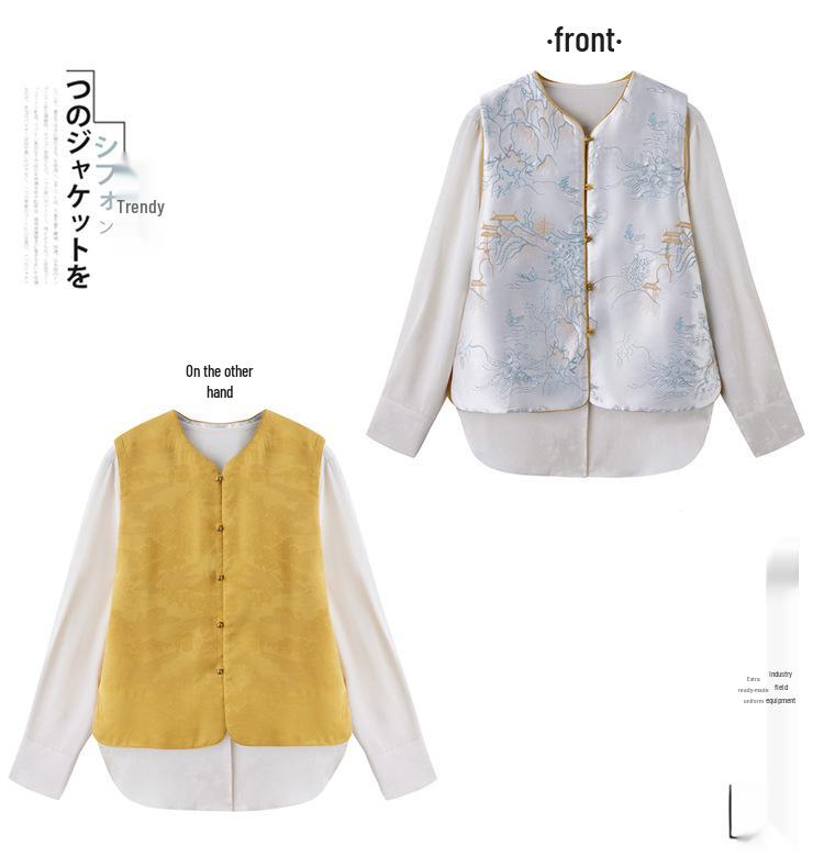 2025 Spring Embroidered Reversible Jacket Vest - New Chinese National Style, High-End Outerwear (WW2507)