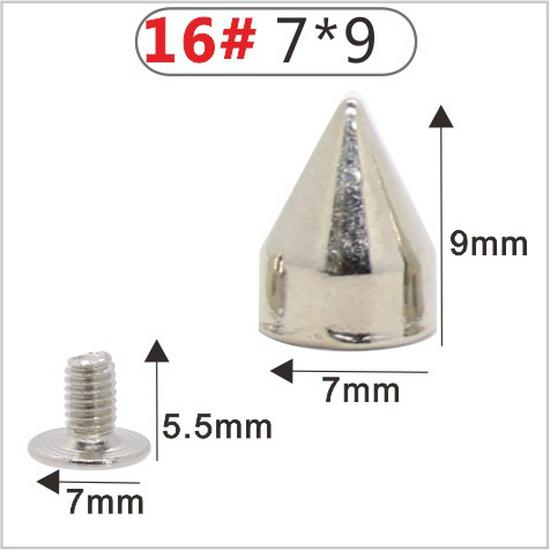 Punk Spike Alloy Bullet Rivet Horn Cone with Base Screw for Apparel, Bags, Shoes