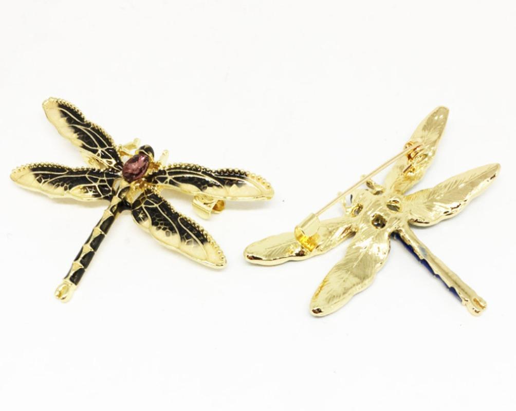 Fashion Crystal Vintage Dragonfly Brooch Large Insect Brooches for Women Pins Wedding Jewelry Accessories