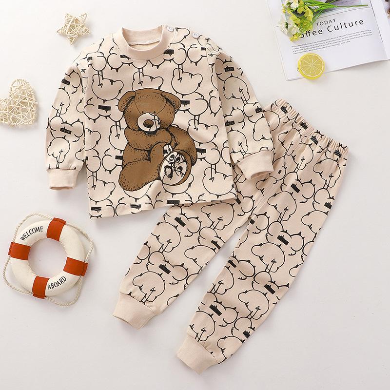 2026 Summer Children Full Sleeve Underwear Suits Baby Spring O-Neck Cartoon Cotton Pajama Set Long Pant Kids Home Wear Clothing Suit for Girl Boy