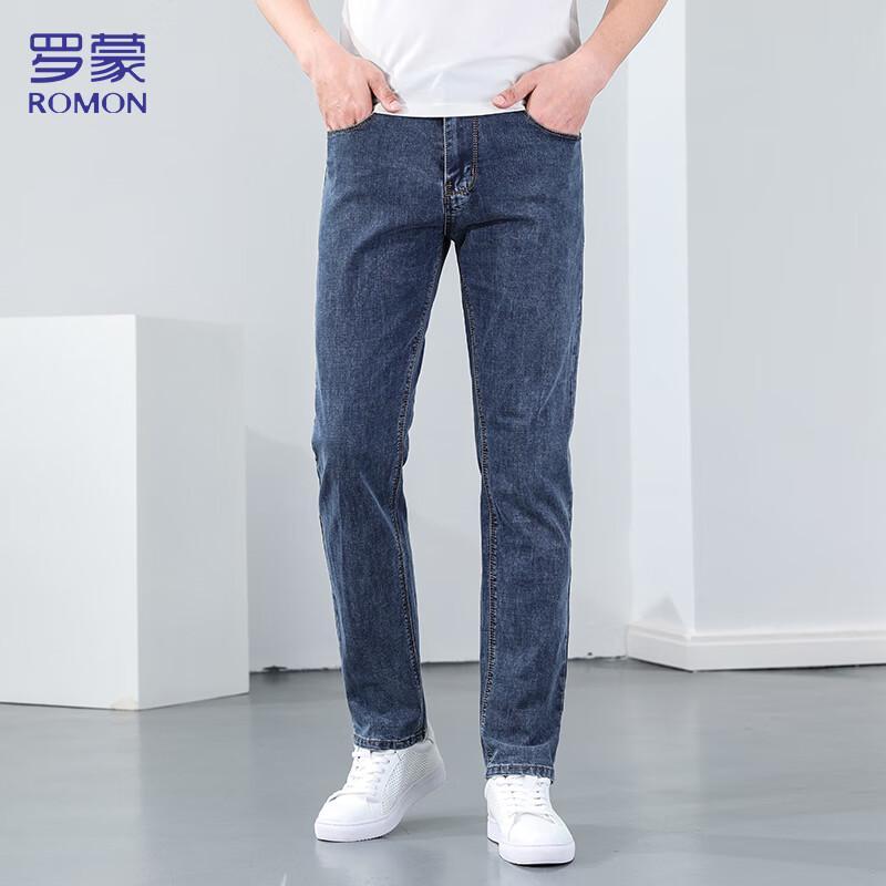 Romon Men's Slim Fit Straight Leg Business Casual Denim Jeans