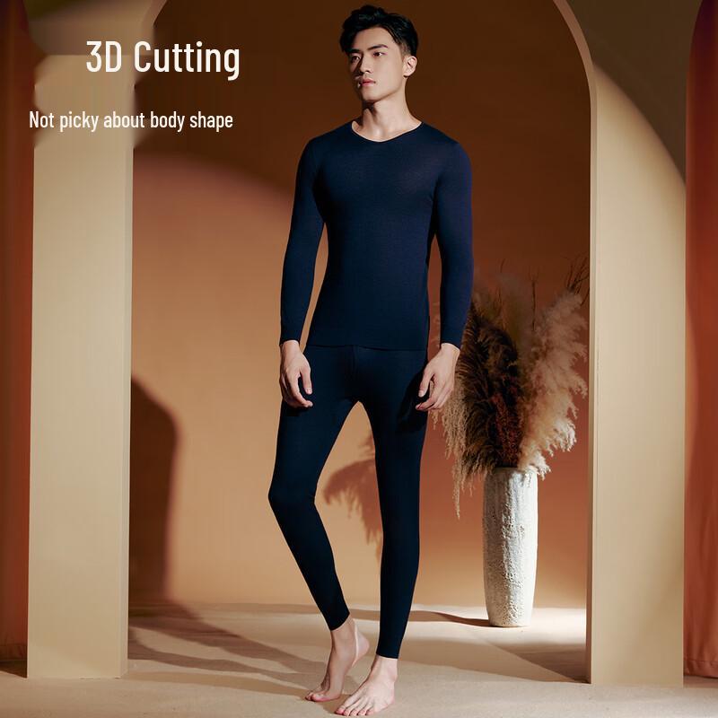 Yiershuang Men's 100% Cashmere V-Neck Thermal Underwear Set